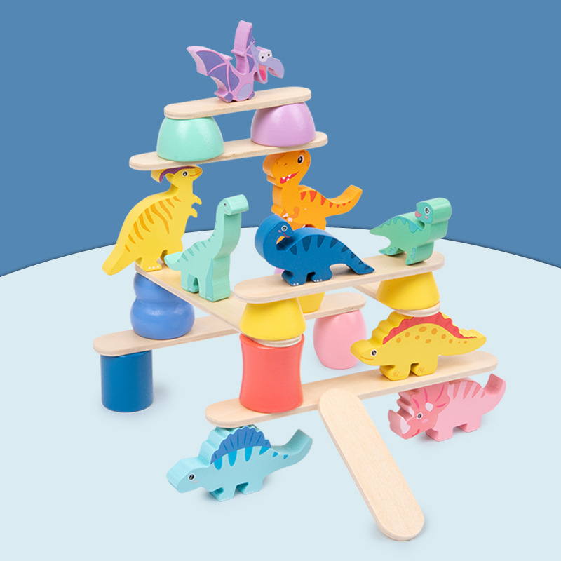 Picture of Stacked high building blocks little doll Hercules balance Jenga balance Jenga high 1234 toy puzzle