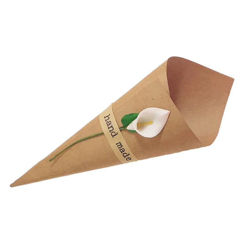 Ins Style Paper Flower Tube Greeting Card Forest Kraft Paper Card Cone Paper Bouquet Packaging Horseshoe Lotus Wedding Celebration