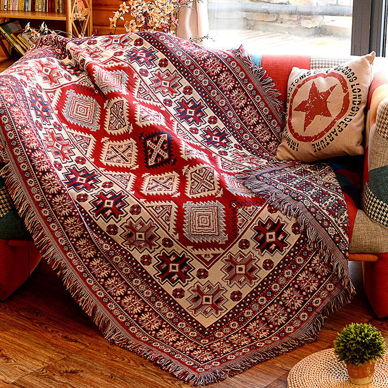 Bohemian multi-functional double-sided sofa towel sofa cover cloth bed blanket vintage tablecloth picnic blanket ethnic style