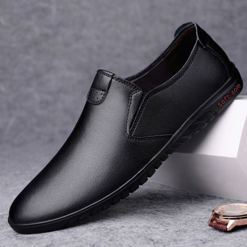 Men's Shoes 2025 New Fashion Korean Style Trendy Men's Leather Shoes Soft Sole Comfortable All-match Casual Shoes Summer Loafers