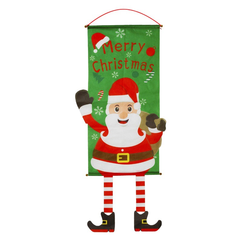 Christmas Decorations Door Hanging Fabric Pendant Santa Claus Snowman Restaurant Wall Hanging Painting Hanging Flag Hanging Cloth Hanging Flag