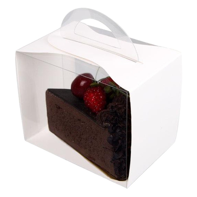 Portable transparent lasagna cut pieces cut cake box packaging box mousse pastry box triangle box gram LOGO