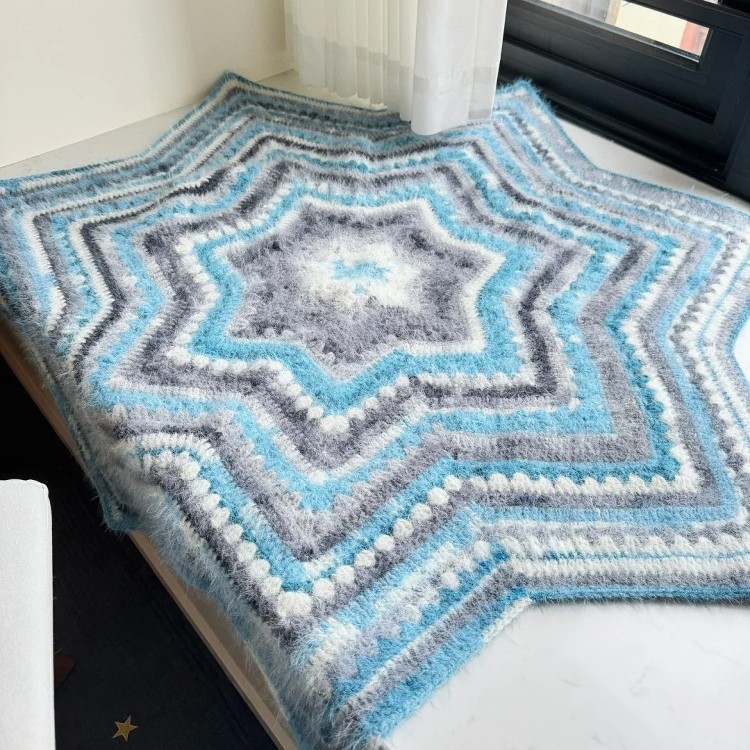 Picture of Seven star blanket yarn crochet handmade DIY material package knitting gift boredom relief blanket knitting ten moments of snow treasure