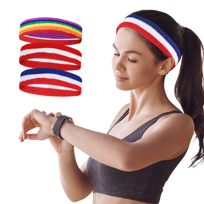 Rainbow Sports Headband Outdoor Running Fitness Sports Hair Band Towel Sweat Band Yoga Basketball Headband Hair Band