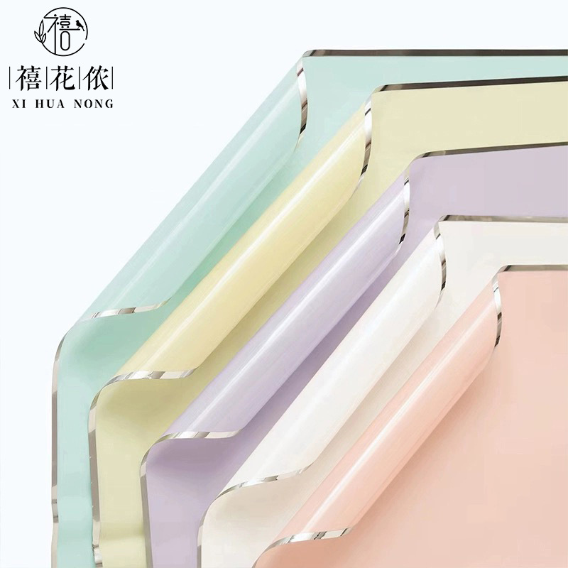 Xihuan Nong Chinese Valentine's Day Silver Ion Flower Wrapping Paper Plastic Opp Film Waterproof Flower Shop Floral Handmade Di