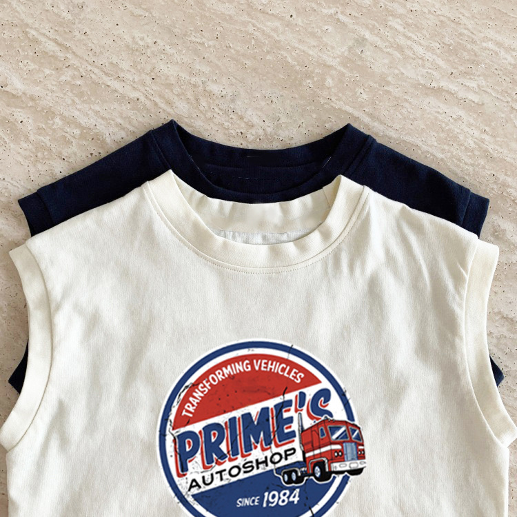 Picture of Pure Cotton Baby Kidsren's Sleeveless T-Shirt 2025 Cartoon Car Pattern Versatile Vest Sweatshirt Top for Boys and Girls Summer