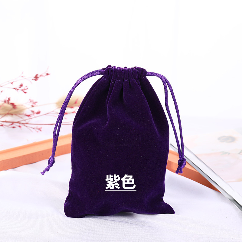 Picture of Boutique bunched flannel bag first jewelry seal text play packaging bag printed electronic products hand string gift storage bag