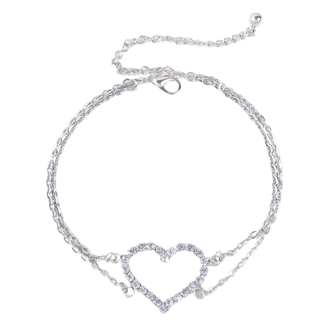Cross-border hot-selling personalized fashion love anklet female temperament simple double-layer peach heart metal foot ring foot accessories wholesale