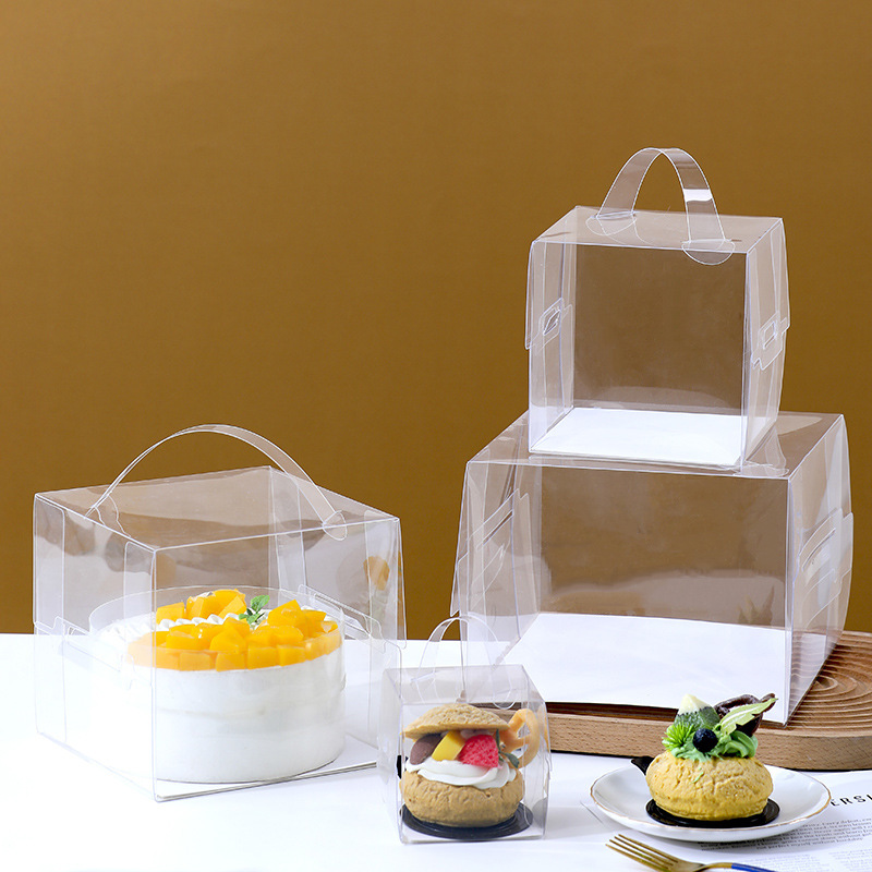 Disposable 2/4/6-inch fully transparent plastic cake box popcorn mousse cut towel roll baking packaging box