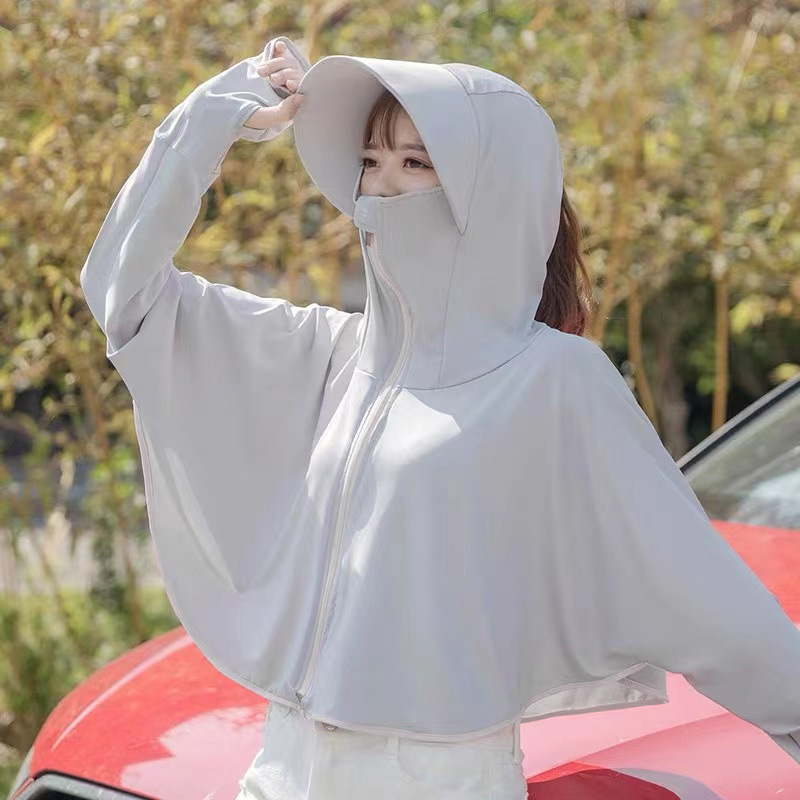 Summer Sun Protection Clothing Women's Ice Silk Capes Large Hat-brim Shawl Blouse Cycling Sun Protection Clothing Fashionable Loose Cycling Clothing