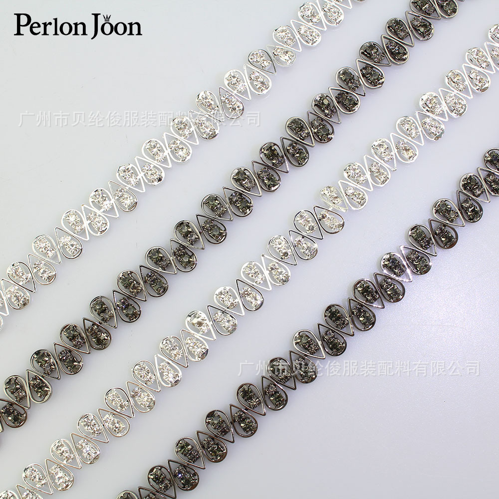 Drop-shaped arranged melon seed code chain wedding dress shoes and hats DIY decorative silver rhinestone diamond chain clothing accessories