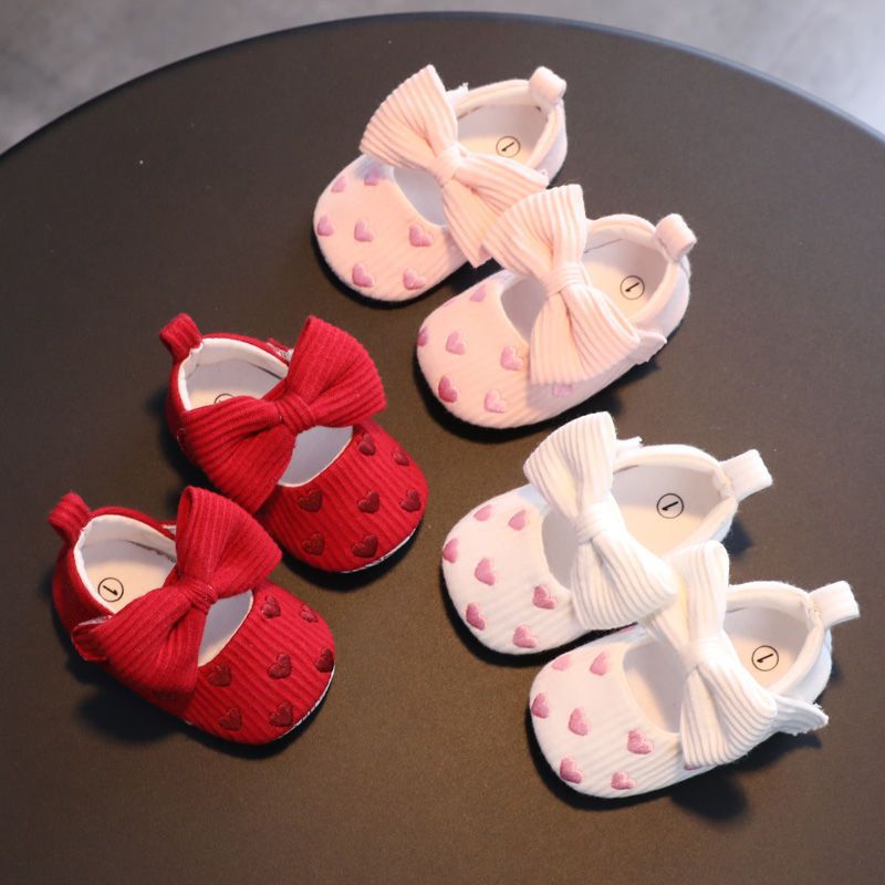 Baby Girl Spring and Autumn Summer Princess Shoes Bow 0-1 Year Old Soft Bottom Toddler Shoes Breathable and Non-slip