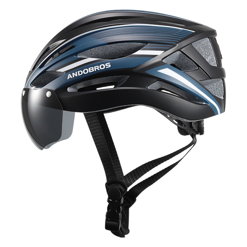 Bicycle with front and rear taillight helmet magnetic suction goggles integrated molding mountain road riding helmet manufacturer men and women