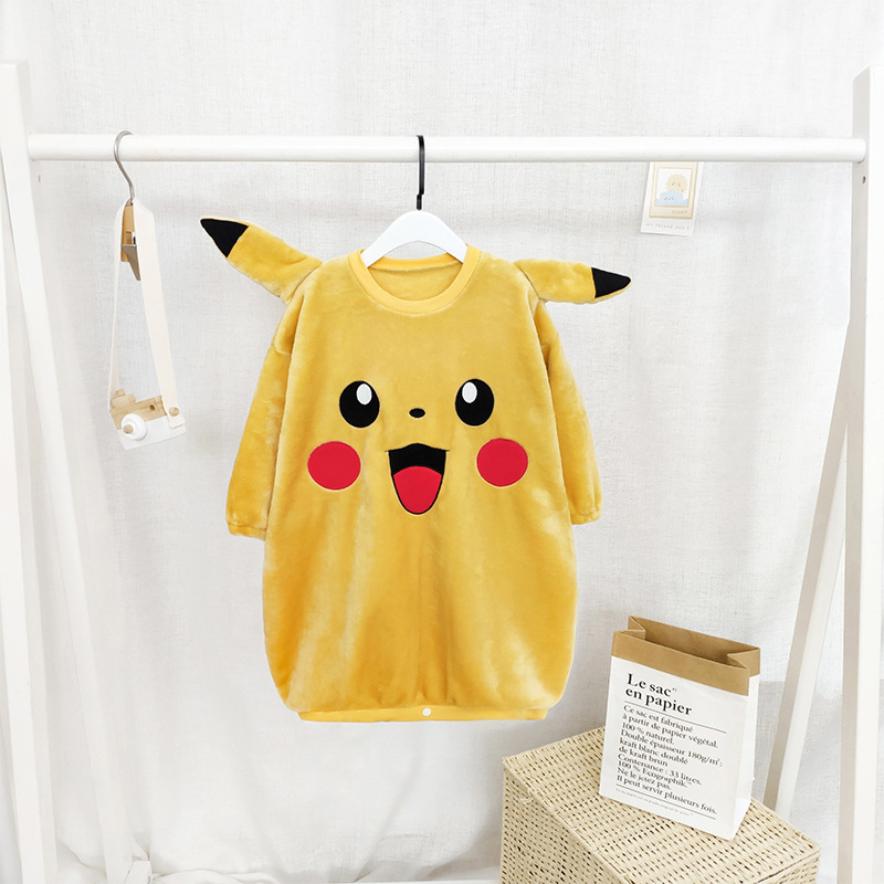 Picture of 10-30kg Middle and Large Children Can Open Button Anti-Kick and Anti-Cold Sleeping Bag Primary School Dormitory Autumn and Winter Coral Velvet Thermal Robe