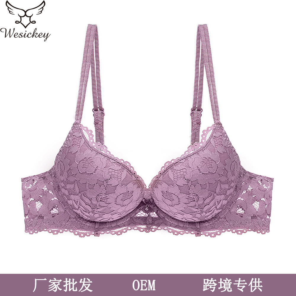 Cross-border European and American Sexy Underwear Women's Small Chest Large Gather-up Lace Underwear Breast-closing Anti-sagging Upper Bra