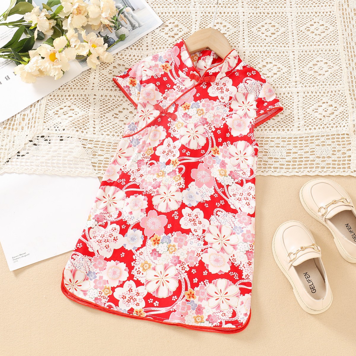 Picture of Summer New Style Girls 2025 New Style Girls Pure Cotton Chinese Style Ethnic Cheongsam Princess Skirt Baby Skirt