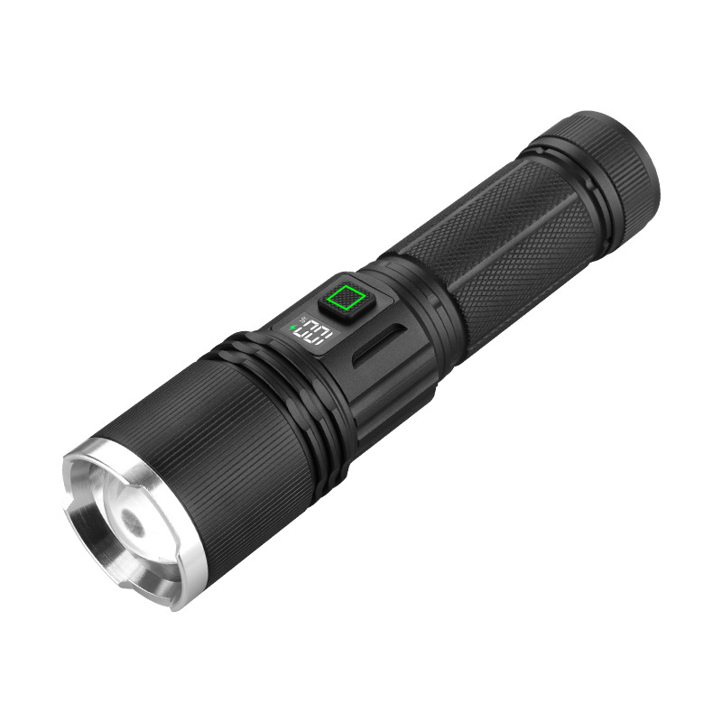 New Cross-Border Strong Light Zoom USB Rechargeable Emergency Flashlight Aluminum Alloy Type-C Light Electronic Display 30t45 Laser