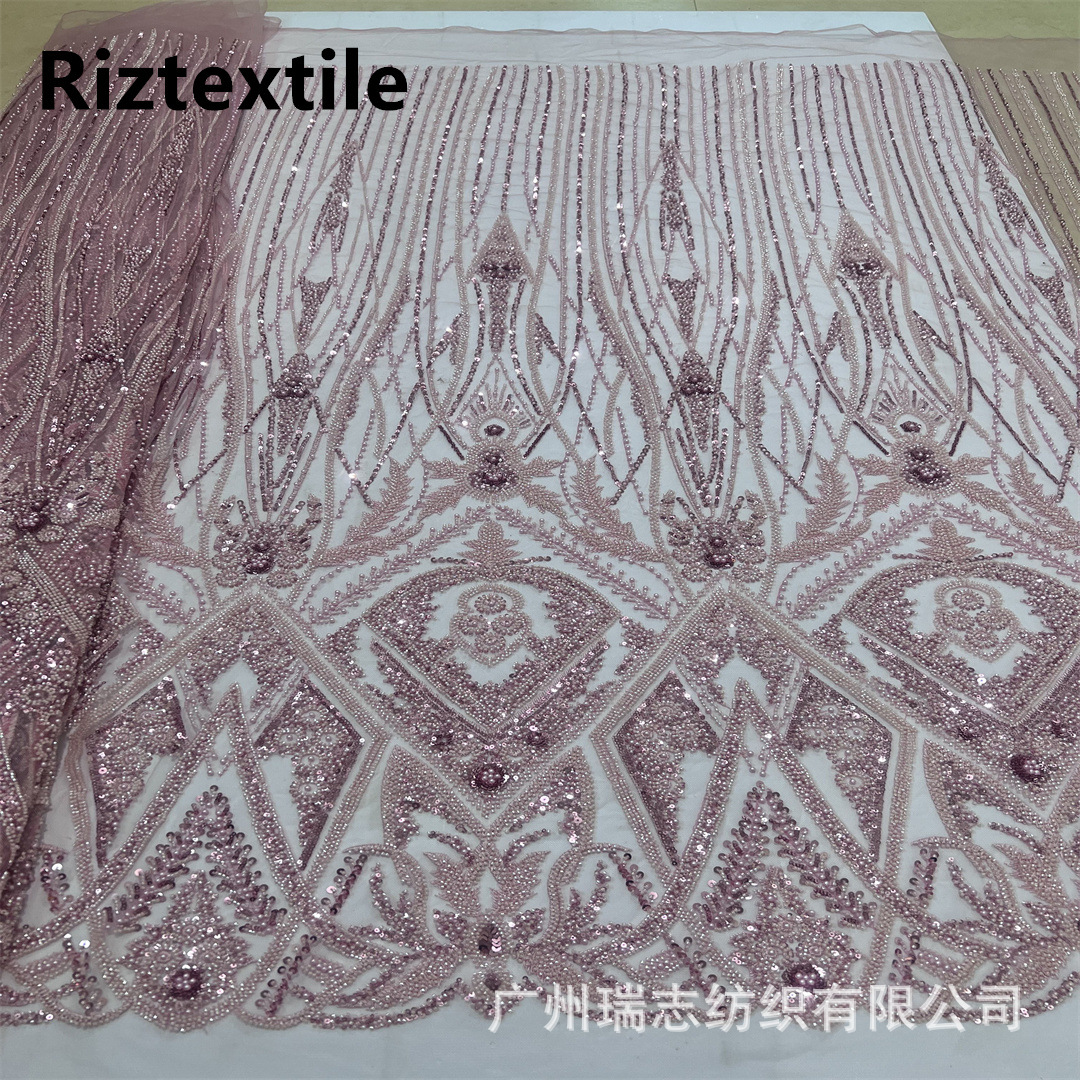 Heavy-duty bubble bead wedding dress lace French bead tube embroidery dress sequins beaded fabric in stock lace