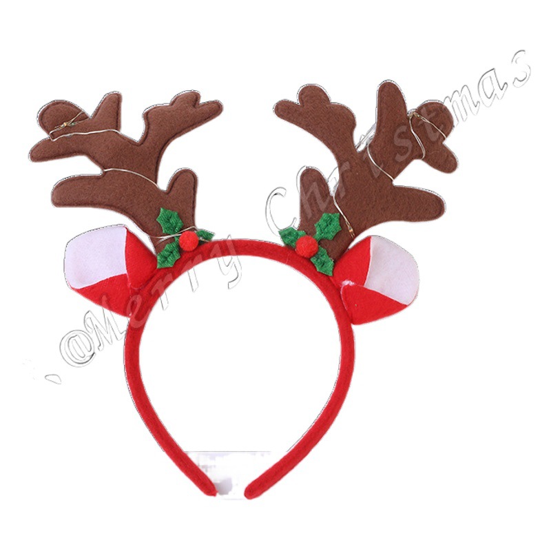 New European and American Christmas antler head buckle party performance dress up accessories children's luminous headband headband manufacturer diy