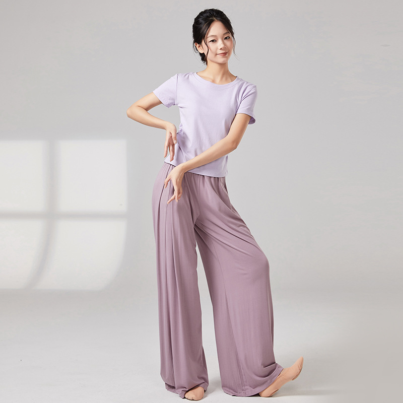 Picture of Women's dance costumes, adult body training suits, modern dance wear, ballet practice wear, crew neck slimming classical dance costumes