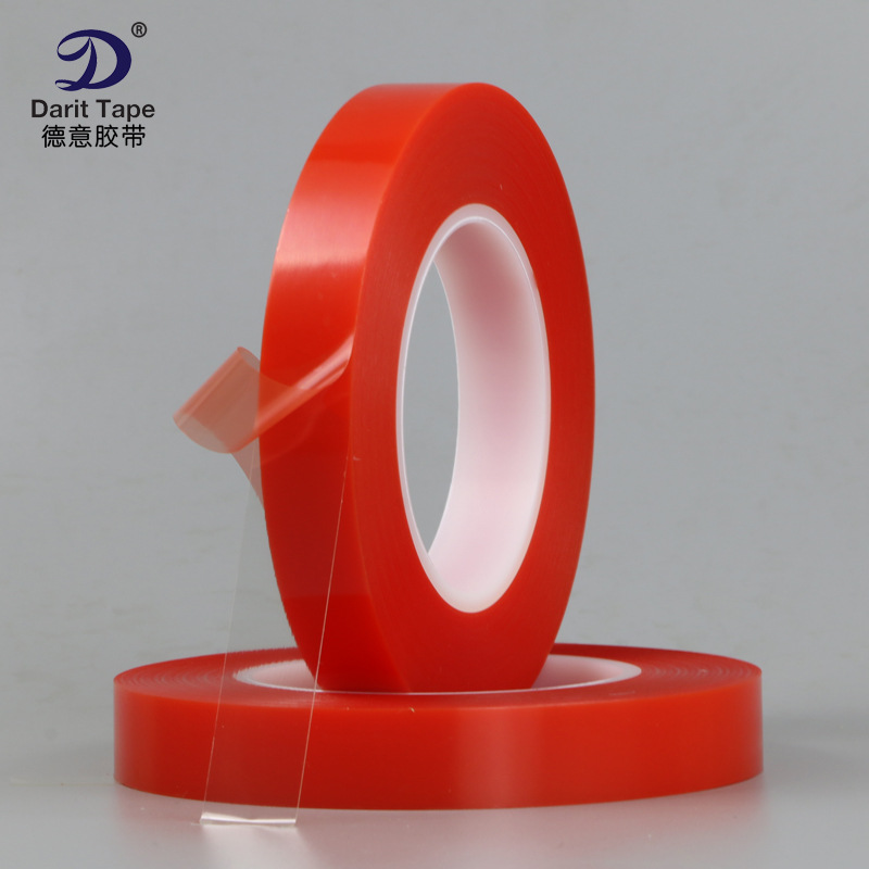 CROWN 7982 double-sided transparent tape 0.1mm red Film strong thin high temperature resistant PET double-sided tape