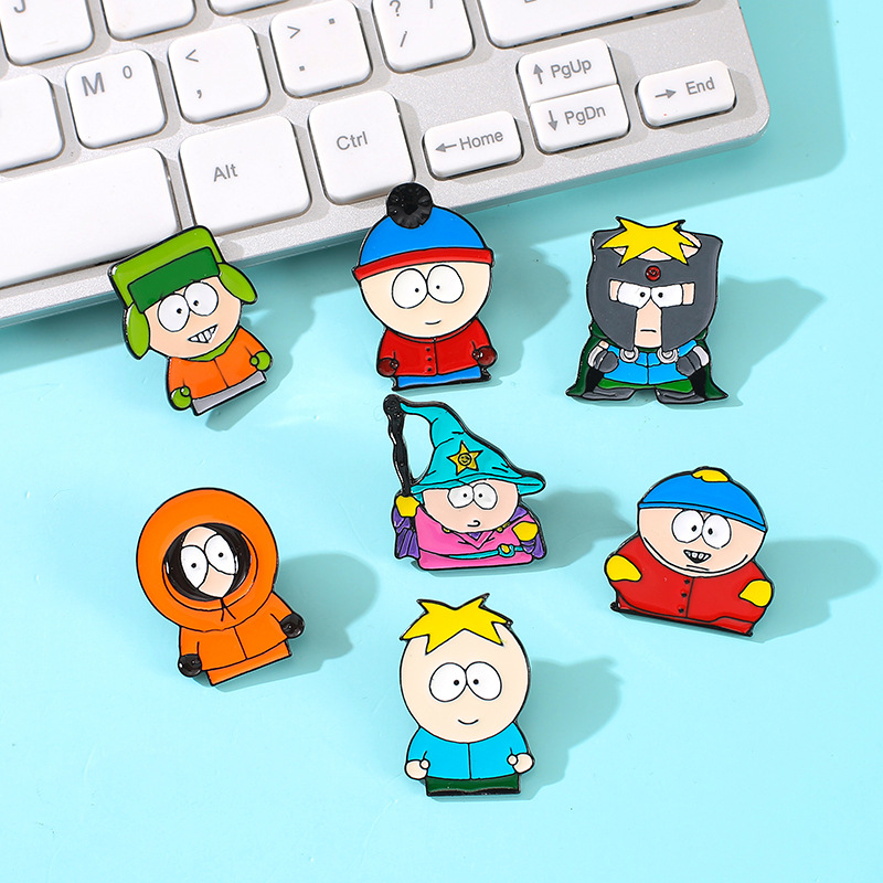 European and American cartoon animation South Park character badge pin cross-border Wish character brooch backpack Accessories Wholesale