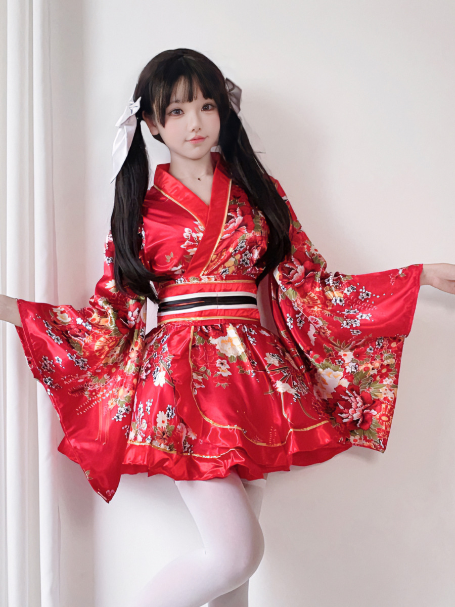 Japanese formal wear traditional kimono cosplay clothing summer style printing improved bathrobe Kimono ladies suit