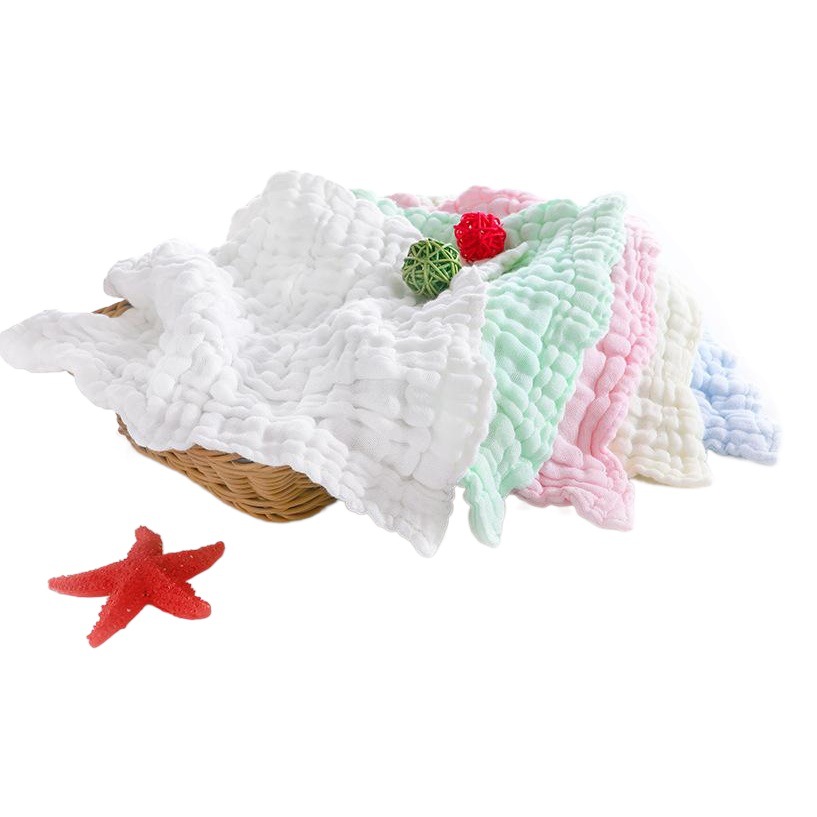 Cross-Border Plain Combed Yarn Baby Saliva Towel Six-Layer Gauze Square Towel Type a Baby Face Towel Bath Towel