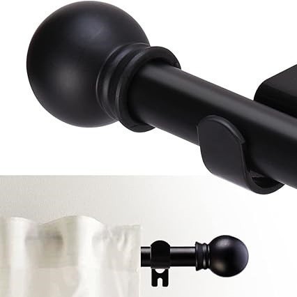 Picture of Curtain Rod Silent Thickened Black Single Rod Roman Rod Adjustable Curtain Track Industrial Style Nordic Curtain Rod