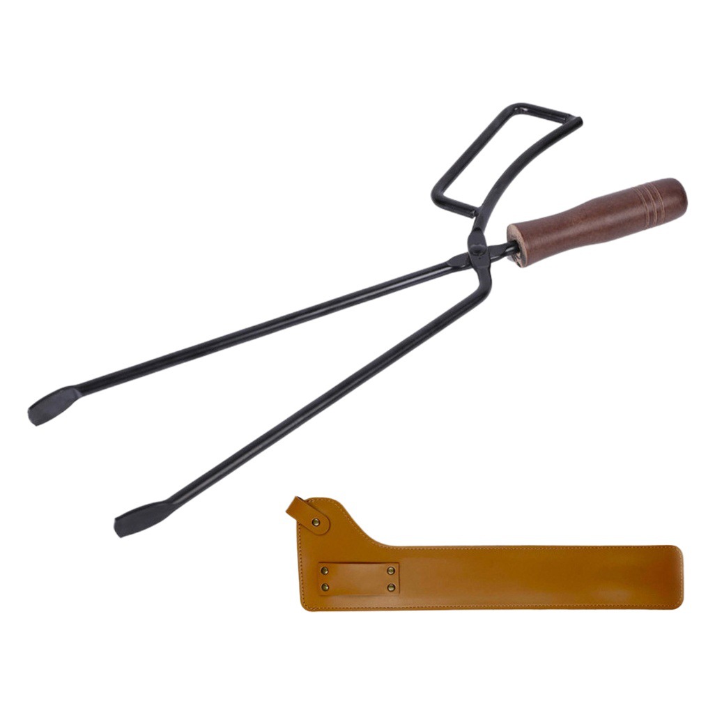 Stock BBQ Wooden Handle Carbon Clip Protective Case Camping Supplies Storage Case Japanese Style Waist Hanging Tool Pliers Storage Bag