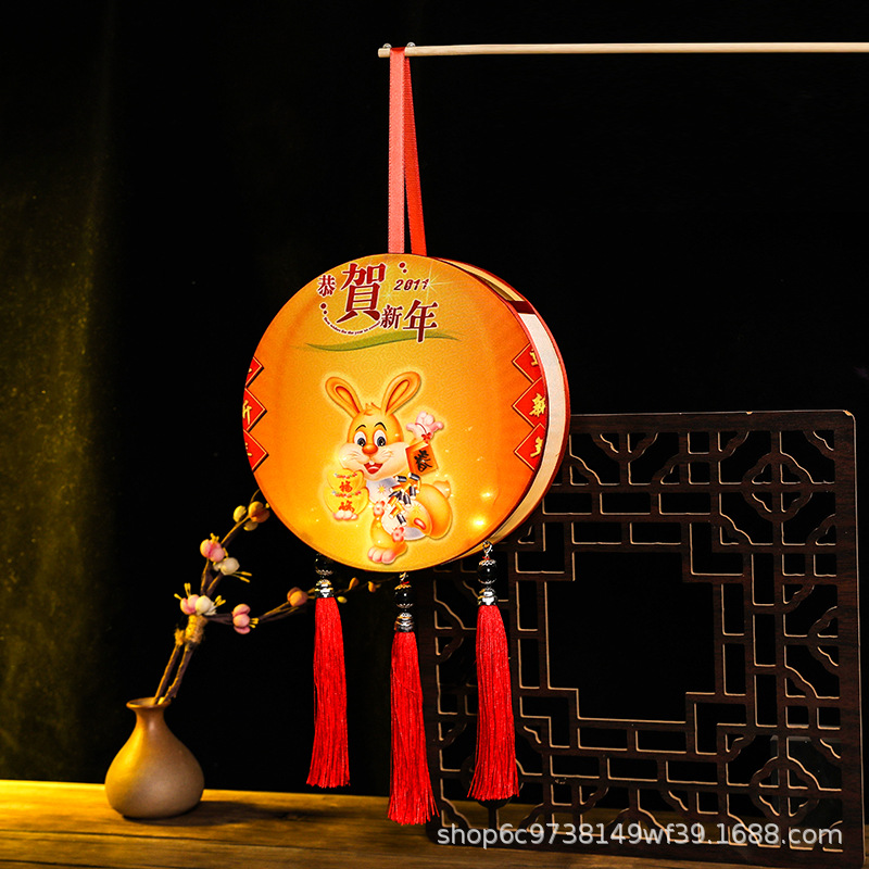 Picture of New Hanfu mid-autumn festival lantern diy handmade flowers and plants Lantern finished led Luminous lantern ancient style portable palace lantern