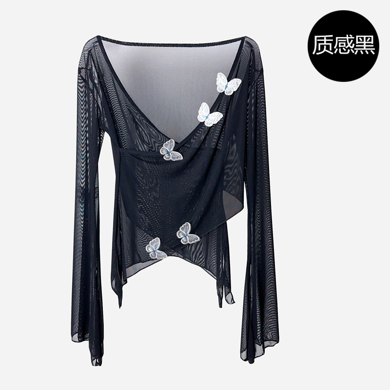 Picture of Classical Dance Costume Butterfly Mesh Body Rhyme Gauze Costume Chinese Dance Folk Dance Practice Costume Art Test Body Jacket Women