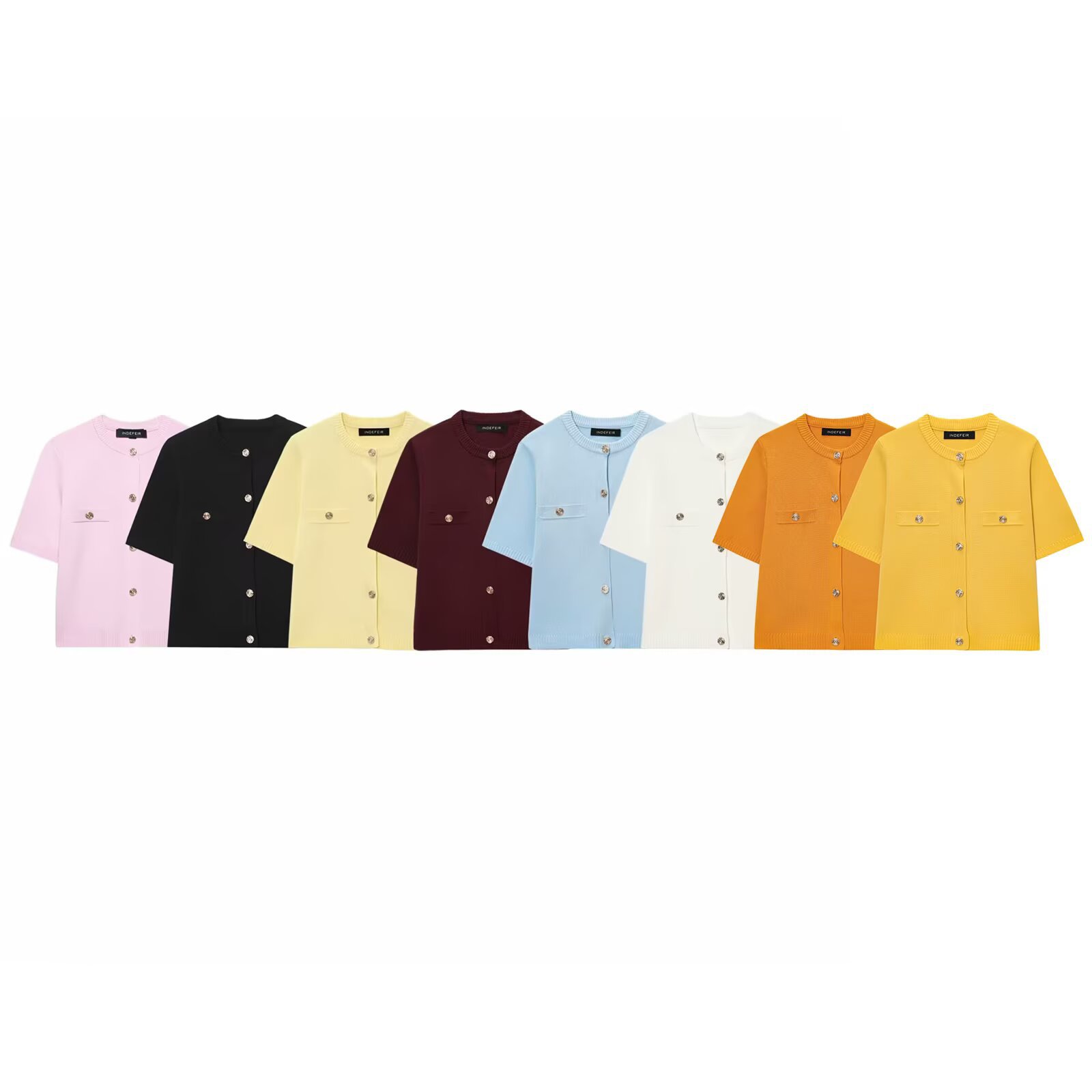 Za Cross-Border Women's Clothing Wholesale European and American Style New Fashion Versatile Round Neck Single-Breasted Short-Sleeved Knitwear 1822022