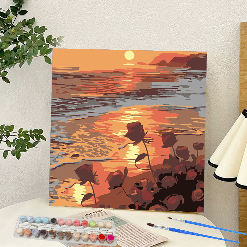 Picture of Digital oil painting landscape Dafen village hand-painted mathematical oil painting coloring painting oil painting flowers flower oil painting wholesale