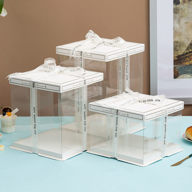 Picture of Wholesale transparent cake box 4 inch 6 inch 8 inch 10 inch 12 inch birthday cake box baking box height