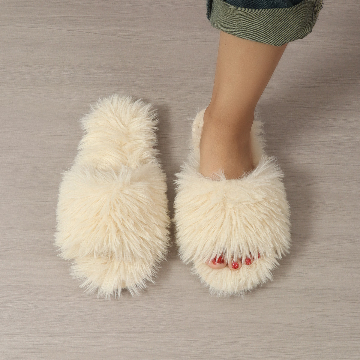 Cotton slippers winter long wool slippers women's indoor plush slippers 2024 Spring and Autumn New plush winter