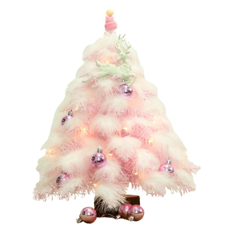 Internet Celebrity Pink Christmas Tree Package 45Cm/60Cm Mini Feather Christmas Tree Desktop Ornaments Christmas Decorations