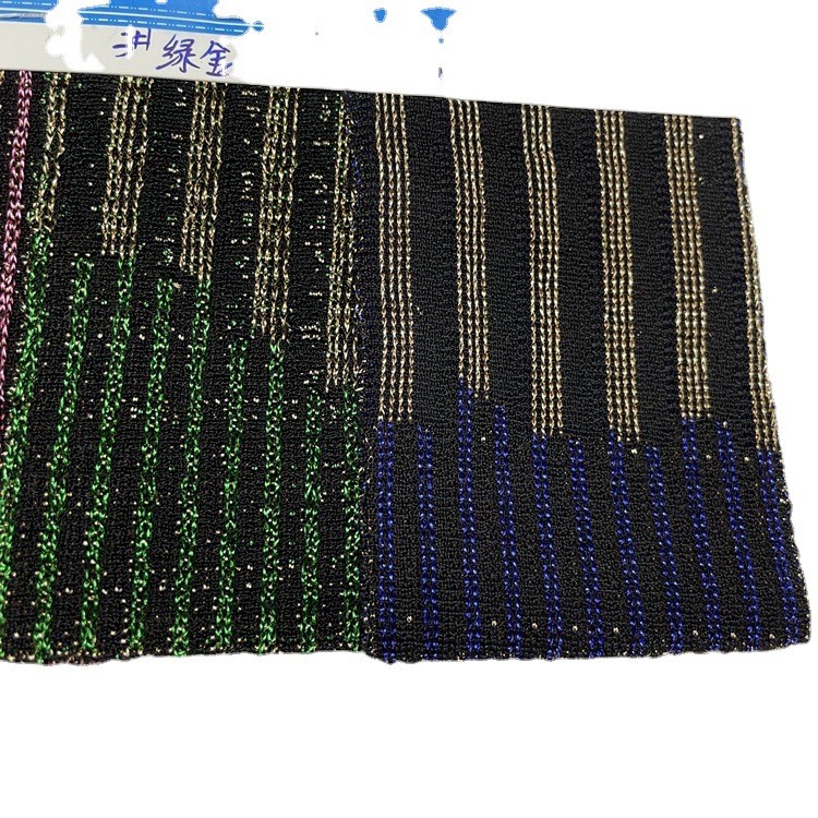 Spring and Autumn New Knitted Double Color Gold and Silver Line Color Gold Bright Silk Cloth Irregular Rib Pit Strip Stage Clothing Bright Silk Cloth