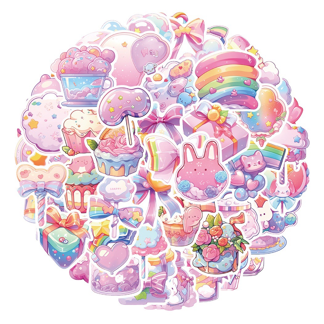 50 cartoon ins style candy small objects graffiti stickers decoration DIY Journal Book guitar skateboard waterproof stickers