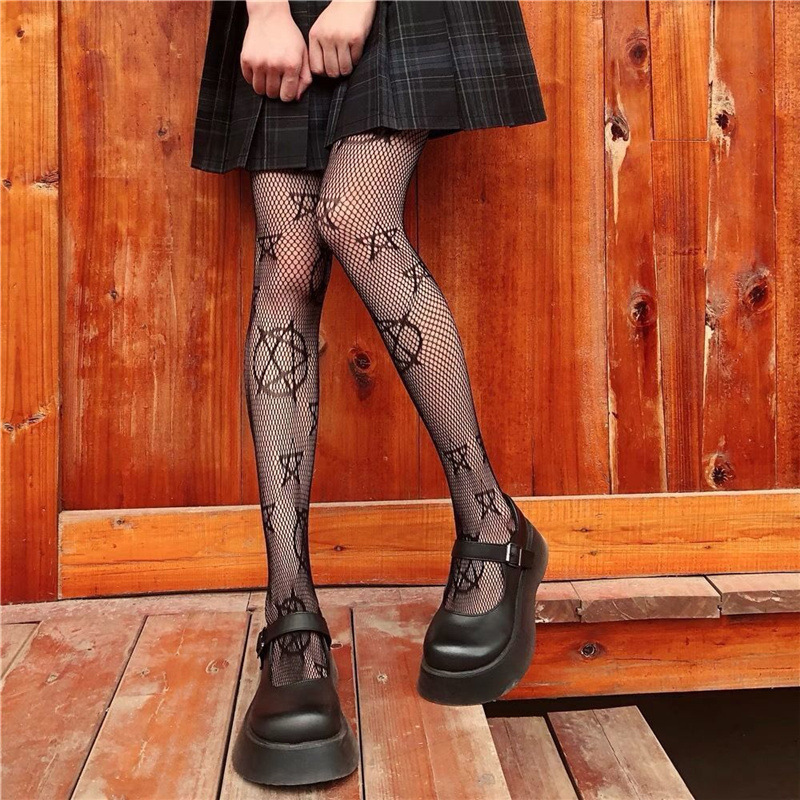Picture of Cross-border Satan Fishnet Stockings European and American Silk Stockings Ladies Bottoming Pantyhose Eye Leg Jacquard Stars Starry Sky