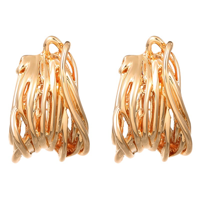 Ear ring wholesale fashion design C- shaped winding hoop earrings European and American heavy industry alloy line capstan semicircular earrings