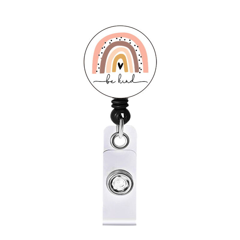 Picture of Rainbow Mental Health Retractable Alligator Clip Easy Pull Buckle Nurse Decoration Badge Reel ID Card Holder