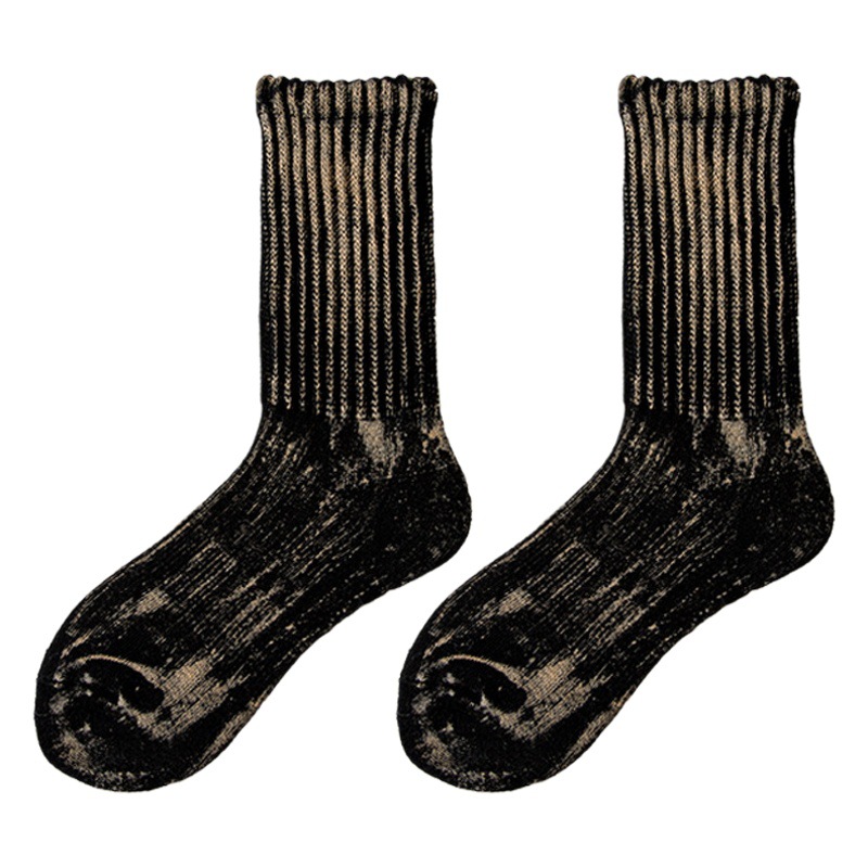 Autumn and Winter Socks Children's Piled Middle Socks Thick Line Lovers Socks Street Tide Circles Old Cotton Socks Personalized Warm Men's Socks