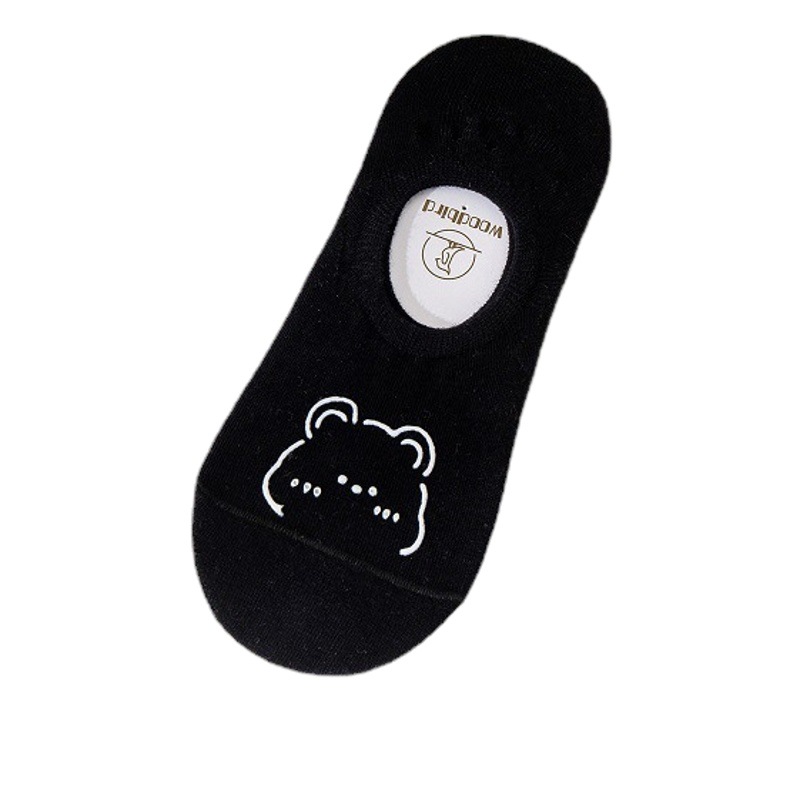 Japanese Style Cartoon Bear Boat Socks Summer Thin Silicone Non-slip Stealth Socks Simple Shallow Mouth Socks for Children