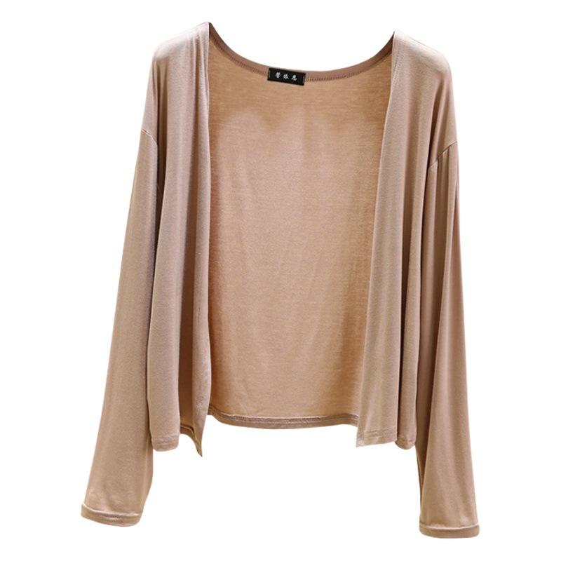 Modal sunscreen cardigan women's summer thin long-sleeved outerwear knitwear jacket loose casual waistcoat Spring