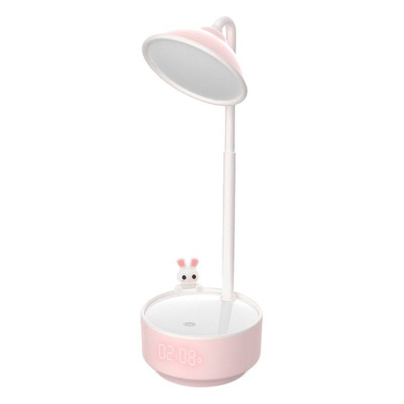 2023 new simple touch table lamp LED with alarm clock table lamp cute cute dormitory eye protection learning bedside night light