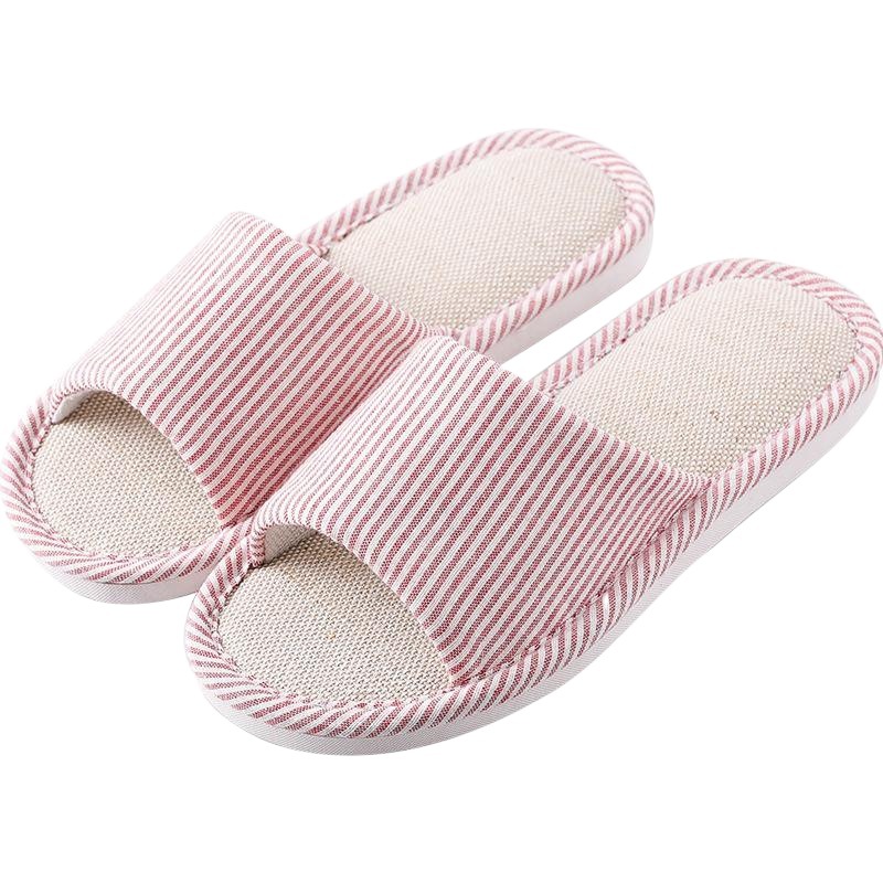 Four Seasons Linen Slippers Women's Household Indoor Floor Cotton Linen Cloth Silent Summer Non-Slip Home Slippers Men's Summer