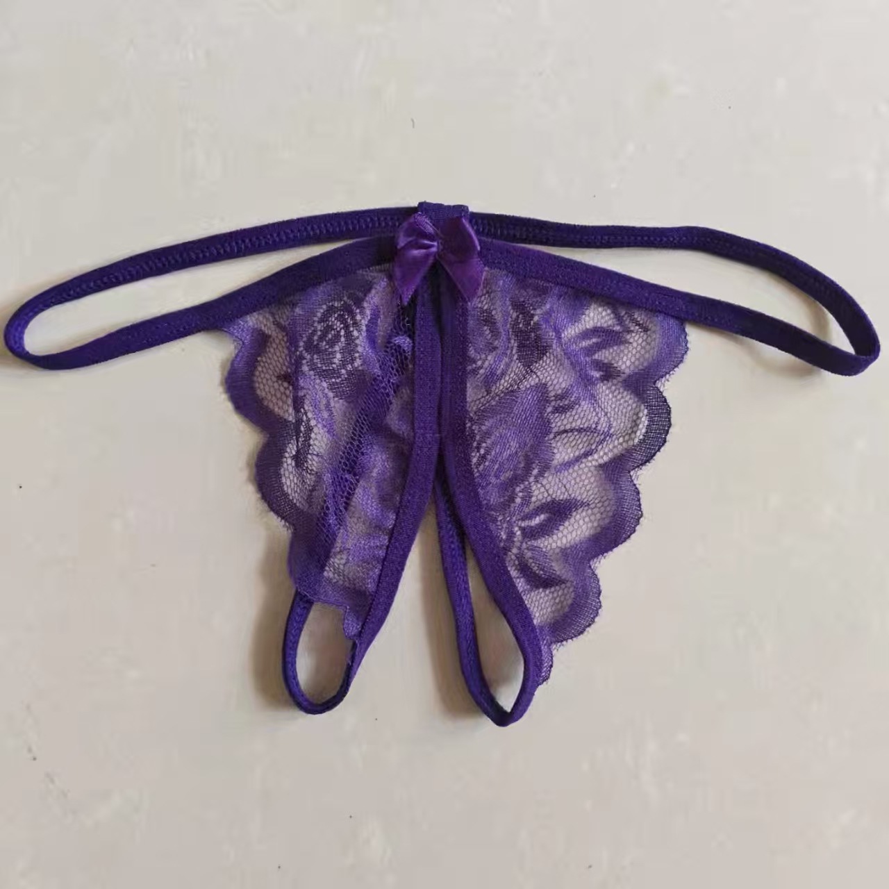 Picture of A large number of wholesale crotch-free single bow fun lace underwear women's sexy passion thong large size T pants