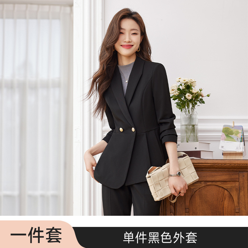 Picture of Black Small Suit Jacket Women's 2023 New Spring and Autumn High-grade Professional Two-piece Suit Elegant Casual Suit