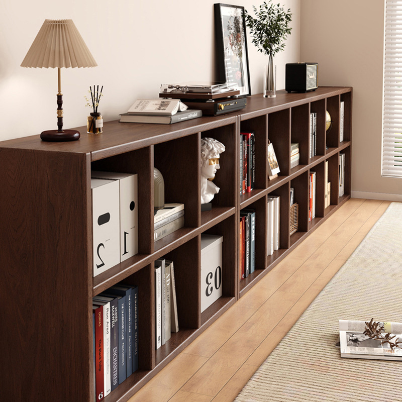 Small Bookshelf Next to t Desk, Floor-To-Ceiling Storage Rack, Living Room Bookcase, Free Combination Grids Cabinet, Low Cabinet, Wall-Mounted Utility Cabinet